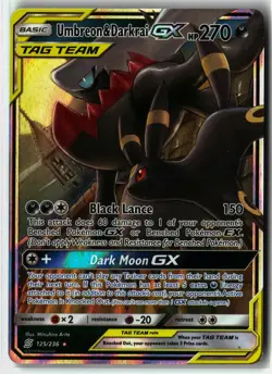 Umbreon & Darkrai GX ⭐ 125/236 Holo Rare GX Unified Minds 2019 Pokemon NM - Image 1