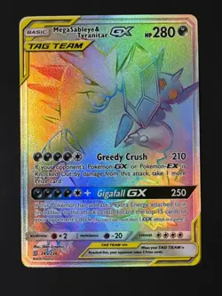 Pokemon TCG SM - Unified Minds #245/236 Mega Sableye & Tyranitar GX (Secret) NM - Image 1