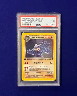 PSA 5 1st Edition Dark Machamp Holo #10 Team Rocket 2000 Pokemon - Image 1