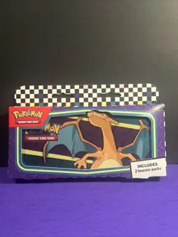 Pokemon TCG 2024 Back To School CHARIZARD Pencil Tin 2 Sealed Booster Packs - Image 1