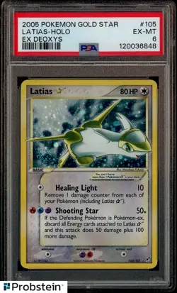 2005 Pokemon EX Deoxys #105 Latias Gold Star Holo PSA 6 EX-MT - Image 1