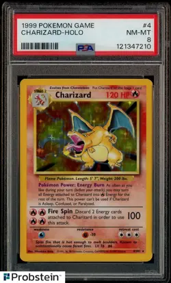 1999 Pokemon Game #4 Charizard Holo PSA 8 NM-MT - Image 1
