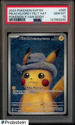 #1 2023 Pokemon SVP En x Van Gogh #085 Pikachu with Grey Felt Hat PSA 10 - Image 1