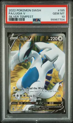 2022 POKEMON SWORD & SHIELD SILVER TEMPEST #185 FULL ART/LUGIA V PSA 10 - Image 1