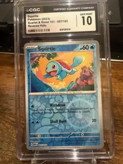 2023 Pokemon MEW En Scarlet & Violet 151 #007/165 Squirtle Reverse Holo - CGC 10 - Image 1