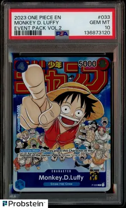 2024 One Piece EN 2023 CS Event Pack #033 Monkey D. Luffy PSA 10 GEM MINT - Image 1