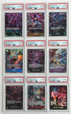2025 One Piece EN 2nd Anniversary Set Sequential Set of (9) PSA 10 w/ 061 Luffy - Image 1