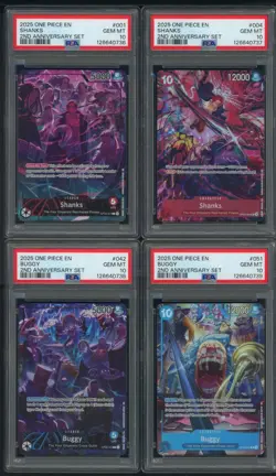 2025 One Piece EN 2nd Anniversary Set Sequential Set of (9) PSA 10 w/ 061 Luffy - Image 3