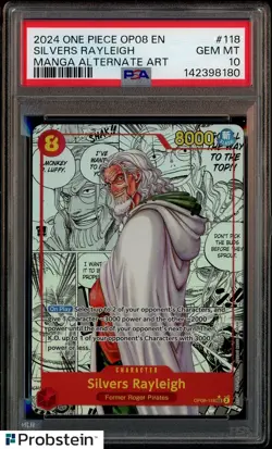 2024 One Piece OP08 Manga Alternate Art #118 Silvers Rayleigh PSA 10 GEM MINT - Image 1