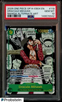 2026 One Piece OP14-EB04 En Manga Alternate Art #119 Dracule Mihawk PSA 10 - Image 1