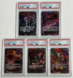 Lot (5) PSA 10 Five Elders Demon God Pack One Piece Sequential AA PSA 10 Set - Image 1