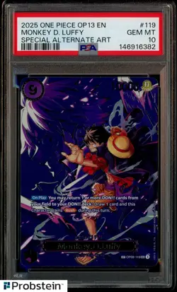 2025 One Piece OP13 EN Special Alternate Art #119 Monkey D. Luffy PSA 10 - Image 1