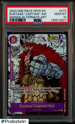 2024 One Piece OP-05 EN Manga Alternate Art #074 Eustass Captain Kid PSA 10 - Image 1