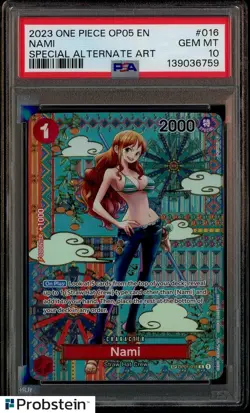 2023 One Piece OP05 EN Special Alternate Art #016 Nami PSA 10 GEM MINT - Image 1
