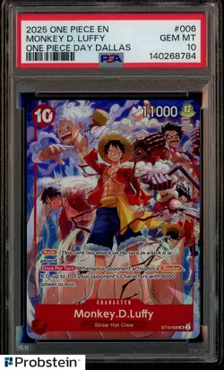 2025 One Piece Day Dallas Promo #006 Monkey D. Luffy PSA 10 GEM MINT - Image 1