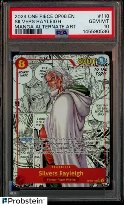 2024 One Piece OP08 Manga Alternate Art #118 Silvers Rayleigh PSA 10 GEM MINT - Image 1