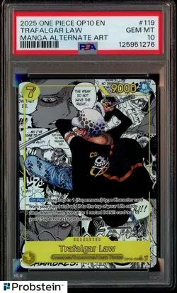 2025 One Piece OP10 EN Manga Alternate Art #119 Trafalgar Law PSA 10 GEM MINT - Image 1