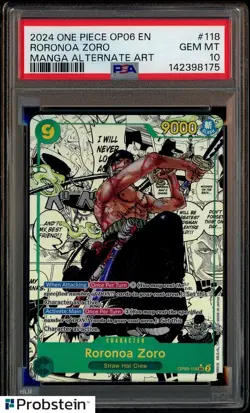 2024 One Piece OP06 EN Manga Alternate Art #118 Roronoa Zoro PSA 10 GEM MINT - Image 1