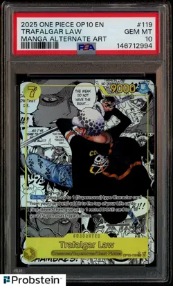 2025 One Piece OP10 EN Manga Alternate Art #119 Trafalgar Law PSA 10 GEM MINT - Image 1