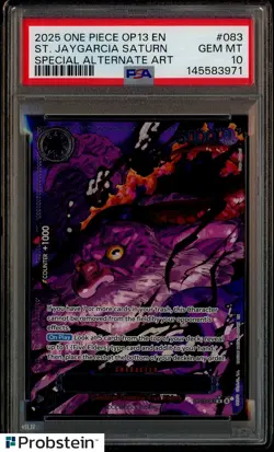 2025 One Piece OP13 Special Alt Art Demon God #083 St. Jaygarcia Saturn PSA 10 - Image 1