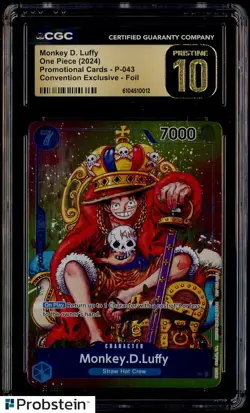 2024 One Piece Promo 43 Monkey D Luffy Convention Exclusive Foil CGC 10 PRISTINE - Image 1