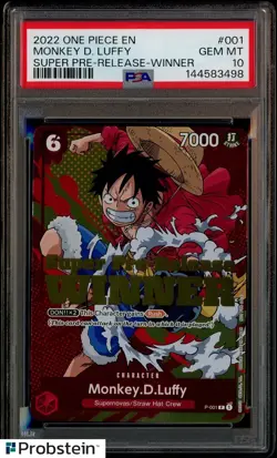 2022 One Piece Super Pre-Release Winner #001 Monkey D. Luffy PSA 10 GEM MINT - Image 1