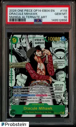 2026 One Piece OP14-EB04 En Manga Alternate Art #119 Dracule Mihawk PSA 10 - Image 1