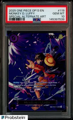 2025 One Piece OP13 EN Special Alternate Art #119 Monkey D. Luffy PSA 10 - Image 1