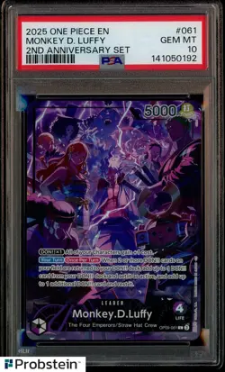 2025 One Piece EN 2nd Anniversary Set #061 Monkey D. Luffy PSA 10 GEM MINT - Image 1