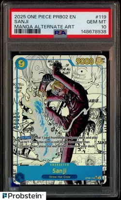 2025 One Piece PRB02 EN Manga Alternate Art #119 Sanji PSA 10 GEM MINT - Image 1