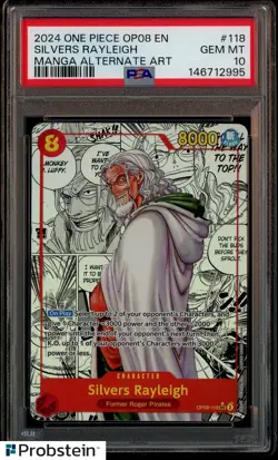 2024 One Piece OP08 EN Manga Alternate Art #118 Silvers Rayleigh PSA 10 GEM MINT - Image 1