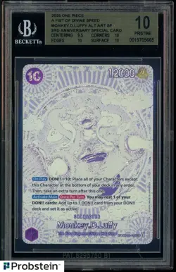 2025 ONE PIECE EN MONKEY D LUFFY 3RD ANNIVERSARY SILVER OP05-119 BGS 10 PRISTINE - Image 1