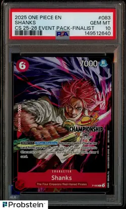 2025 One Piece EN CS 25-26 Event Pack Finalist #083 Shanks PSA 10 GEM MINT - Image 1