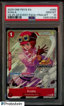 2025 One Piece EN CS 25-26 Event Pack Finalist #069 Koala PSA 10 GEM MINT - Image 1