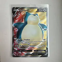 Pokemon TCG English Card Sword & Shield Snorlax V 197/202 Full Art - Image 1