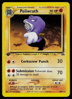 Pokemon Card - Poliwrath Neo Discovery 28/75 Rare 1st Edition - Image 1