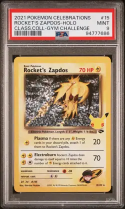 2021 Pokemon Celebrations #15 Rockets Zapdos HOLO Classic PSA 9 MINT - Image 1