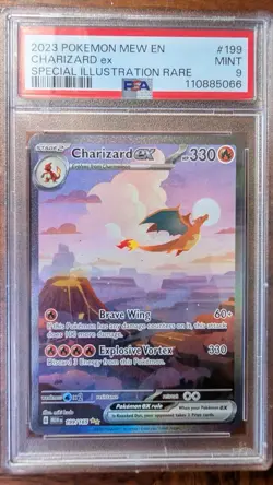 2023 POKEMON MEW EN-151 SPECIAL ILLUSTRATION RARE #199 CHARIZARD EX PSA 9 - Image 1