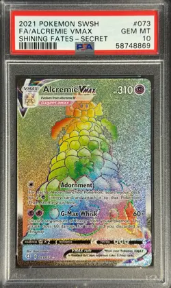 POKEMON 2021 FA/ALCREMIE VMAX SF-SEC SWORD & SHIELD SHINING FATES #073 PSA 10 - Image 1