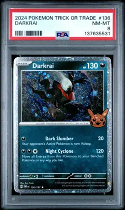 2024 POKEMON TRICK OR TRADE #136 DARKRAI PSA 8 - Image 1