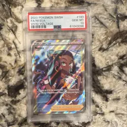 Pokemon Nessa Full Art Ultra Rare Holo Vivid Voltage 183/185 PSA 10 2020 English - Image 1