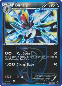 Bisharp - 74/116 - Uncommon - Reverse Holo PL/MP, English Pokemon Plasma Freeze - Image 1