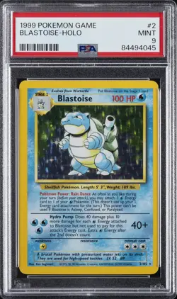 1999 POKEMON BASE SET UNLIMITED #2 BLASTOISE-HOLO PSA 9 - Image 1