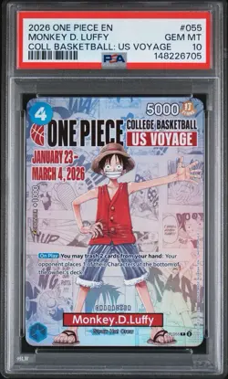 PSA 10 One Piece Card Monkey D. Luffy US College Basketball Voyage Promo - Image 1