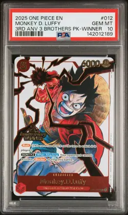 ONE PIECE 2025 MONKEY D. LUFFY 3B-PK-WINNER 3RD ANNIV. TOUR. 3B PACK #012 PSA 10 - Image 1