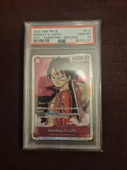 2022 ONE PIECE ST01-012 MONKEY D. LUFFY SUPER PRE-RELEASE PSA 10 GEM MINT - Image 1