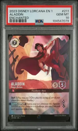 2023 Disney Lorcana Enchanted Aladdin Heroic Outlaw #211 PSA 10 #7079 - Image 1