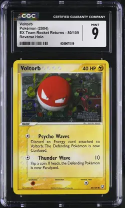 CGC 9 Voltorb EX Team Rocket Returns 80/109 Reverse Holo Stamped Pokemon Card - Image 1