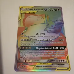 Pokemon Eevee & Snorlax GX TAG TEAM Full Art Secret Rare Holo 191/181 Sm-Team Up - Image 1