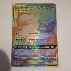 Pokemon Eevee & Snorlax GX TAG TEAM Full Art Secret Rare Holo 191/181 Sm-Team Up - Image 4